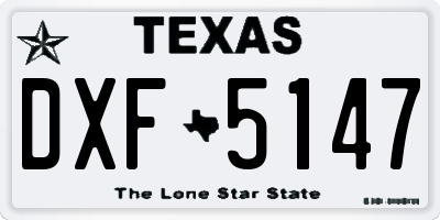 TX license plate DXF5147