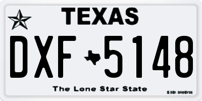 TX license plate DXF5148
