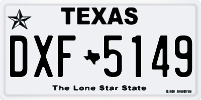 TX license plate DXF5149