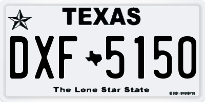 TX license plate DXF5150