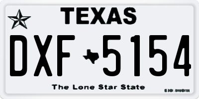 TX license plate DXF5154