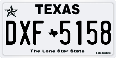 TX license plate DXF5158