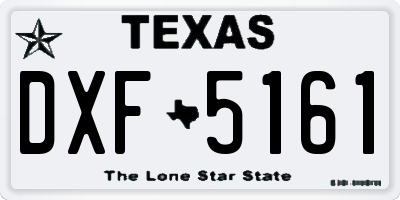 TX license plate DXF5161