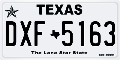 TX license plate DXF5163