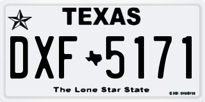 TX license plate DXF5171