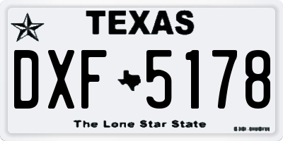 TX license plate DXF5178