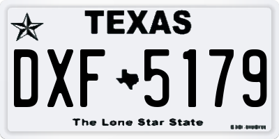 TX license plate DXF5179