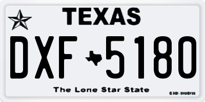 TX license plate DXF5180
