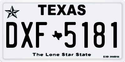 TX license plate DXF5181