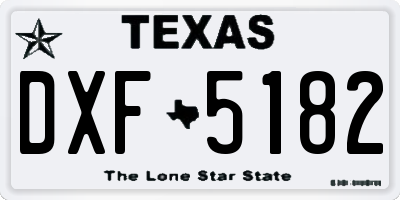 TX license plate DXF5182
