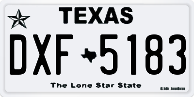 TX license plate DXF5183