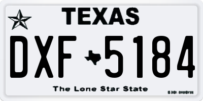TX license plate DXF5184