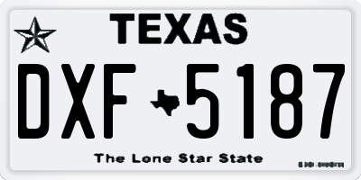 TX license plate DXF5187