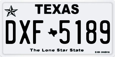 TX license plate DXF5189