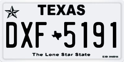 TX license plate DXF5191