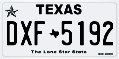 TX license plate DXF5192
