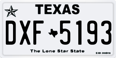 TX license plate DXF5193