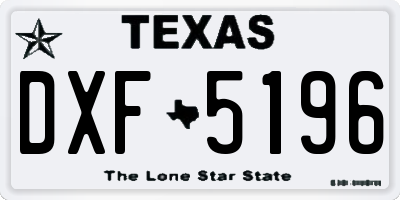 TX license plate DXF5196