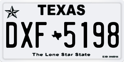 TX license plate DXF5198