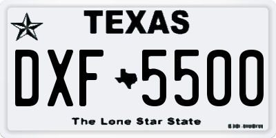 TX license plate DXF5500
