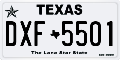TX license plate DXF5501