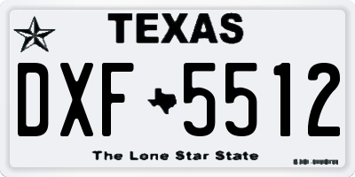 TX license plate DXF5512