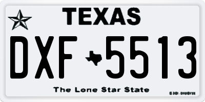 TX license plate DXF5513