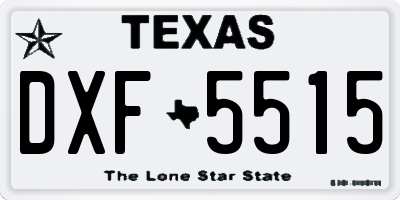 TX license plate DXF5515