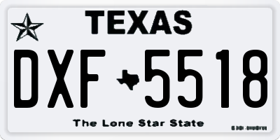 TX license plate DXF5518