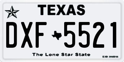 TX license plate DXF5521