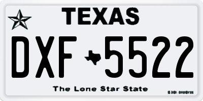 TX license plate DXF5522