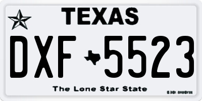 TX license plate DXF5523