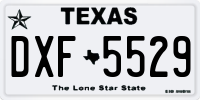 TX license plate DXF5529