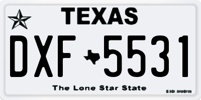 TX license plate DXF5531