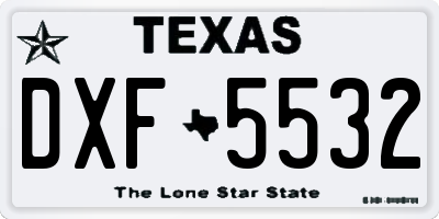 TX license plate DXF5532