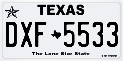 TX license plate DXF5533