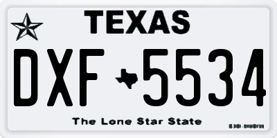 TX license plate DXF5534