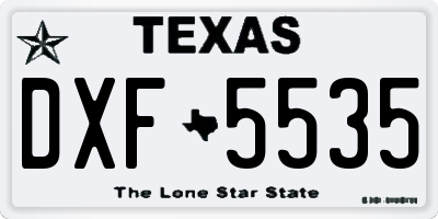 TX license plate DXF5535