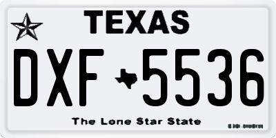 TX license plate DXF5536