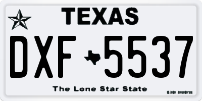TX license plate DXF5537