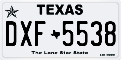 TX license plate DXF5538