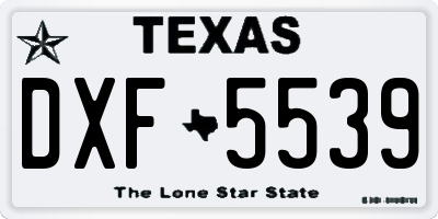 TX license plate DXF5539