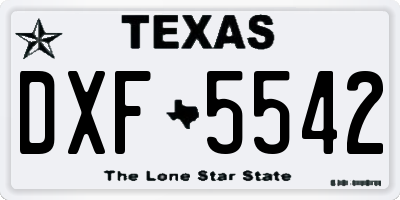 TX license plate DXF5542