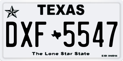 TX license plate DXF5547