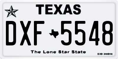 TX license plate DXF5548