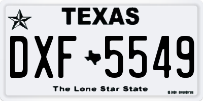 TX license plate DXF5549