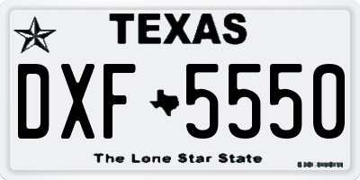 TX license plate DXF5550