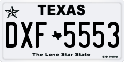 TX license plate DXF5553