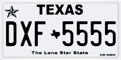 TX license plate DXF5555