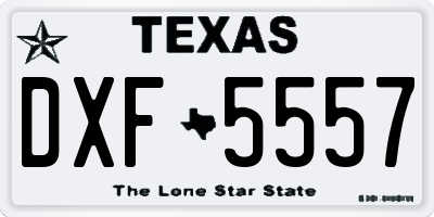 TX license plate DXF5557